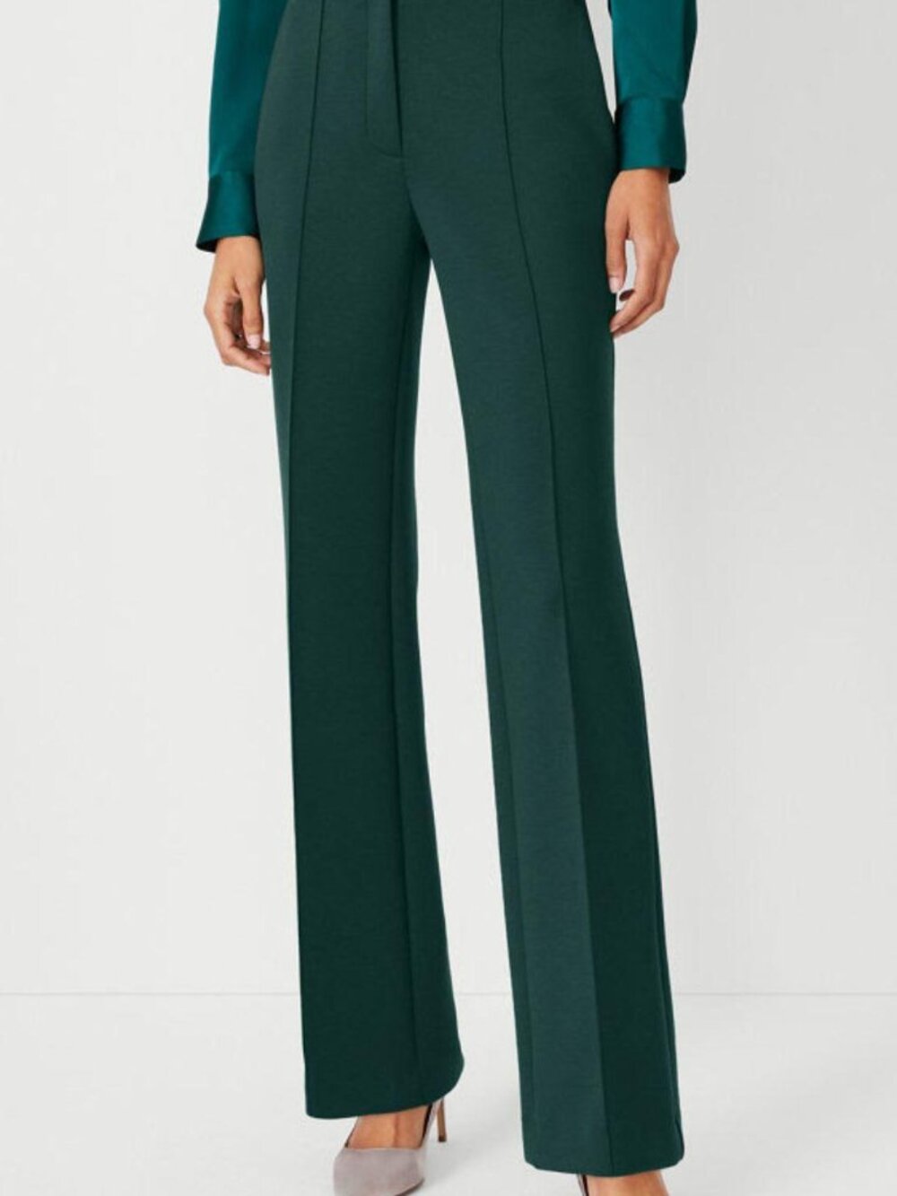 Ann Taylor The Petite Pintucked High Rise Trouser Pant In Double Knit